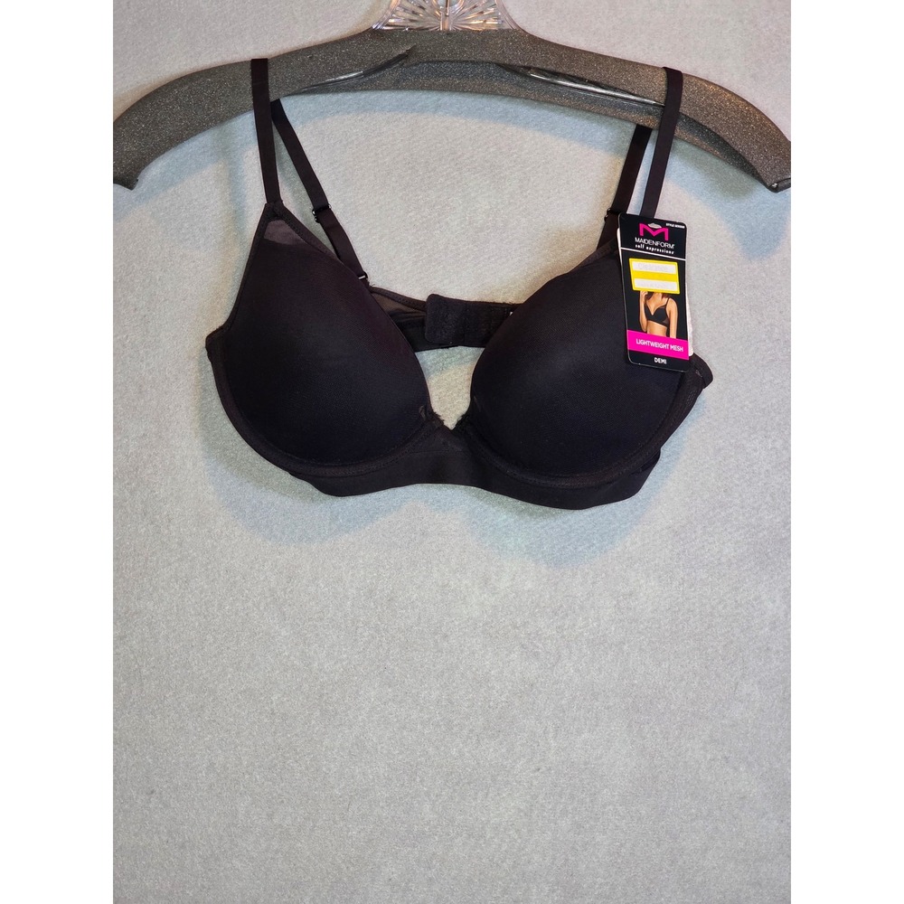 Maidenform Self Expressions Black Lightweight Mesh Demi Bra 34C SE9300